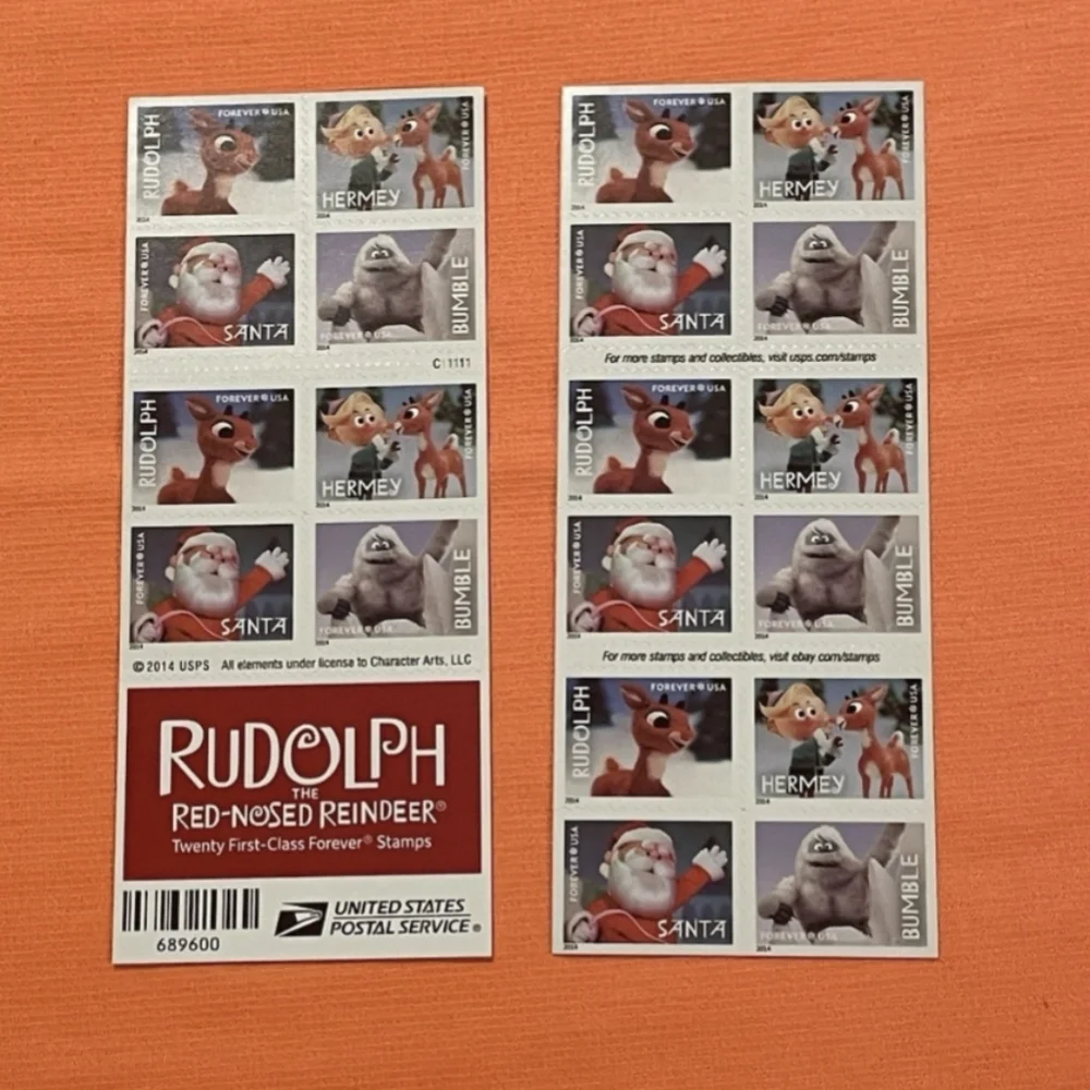 Rudolph The Red Nosed Reindeer Christmas Forever Stamps Booklet Peel N Stick